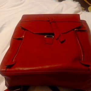 Red leather bookbag